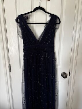 Soieblu Navy Star-Embellished V-Neck Maxi Dress